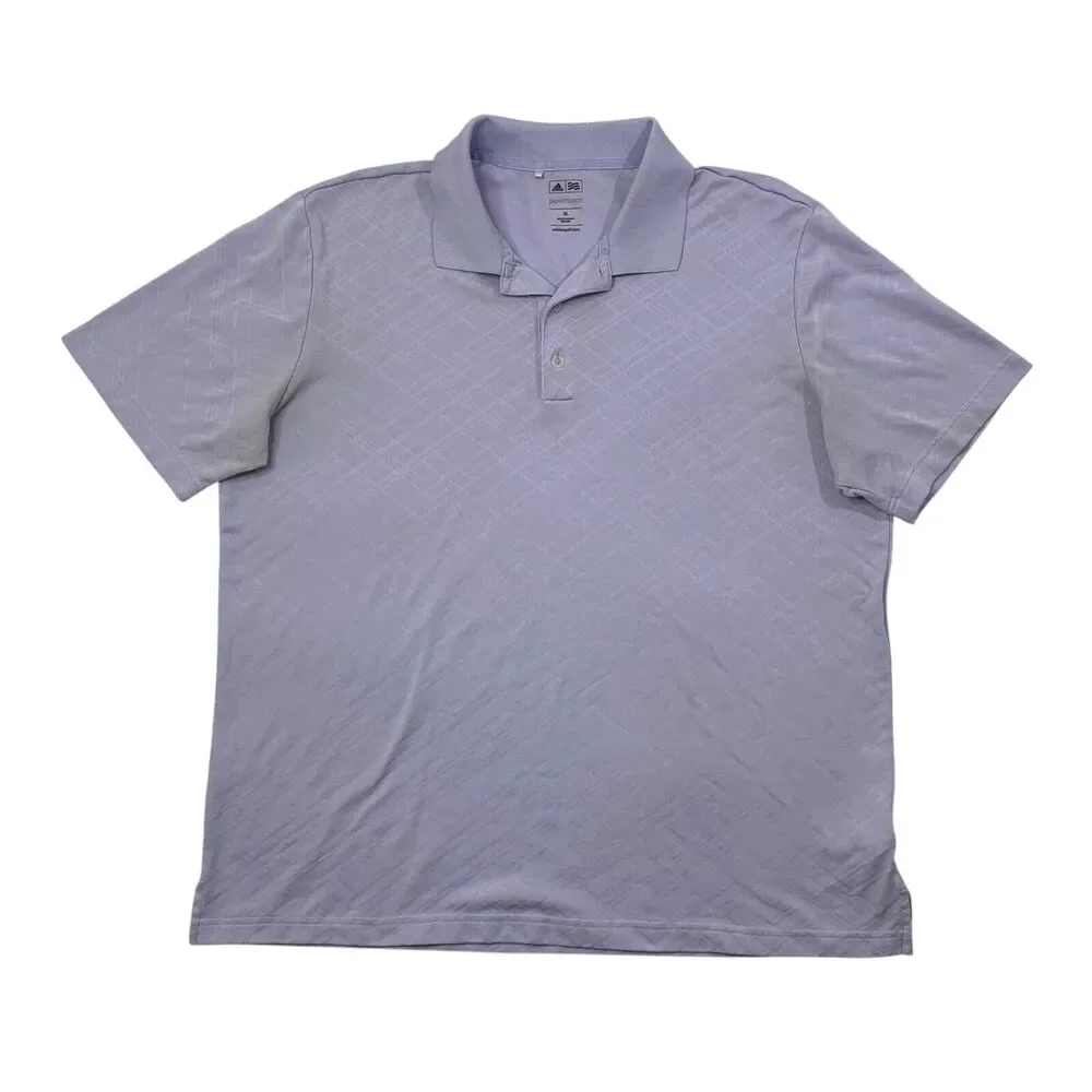Adidas Polo Shirt Mens XL Lilac Purple Puremotion Printed Performance Golf *READ